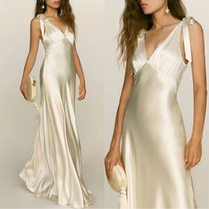 NEW NWT Reformation Pernille Silk Dress in Ivory Bridal Silk